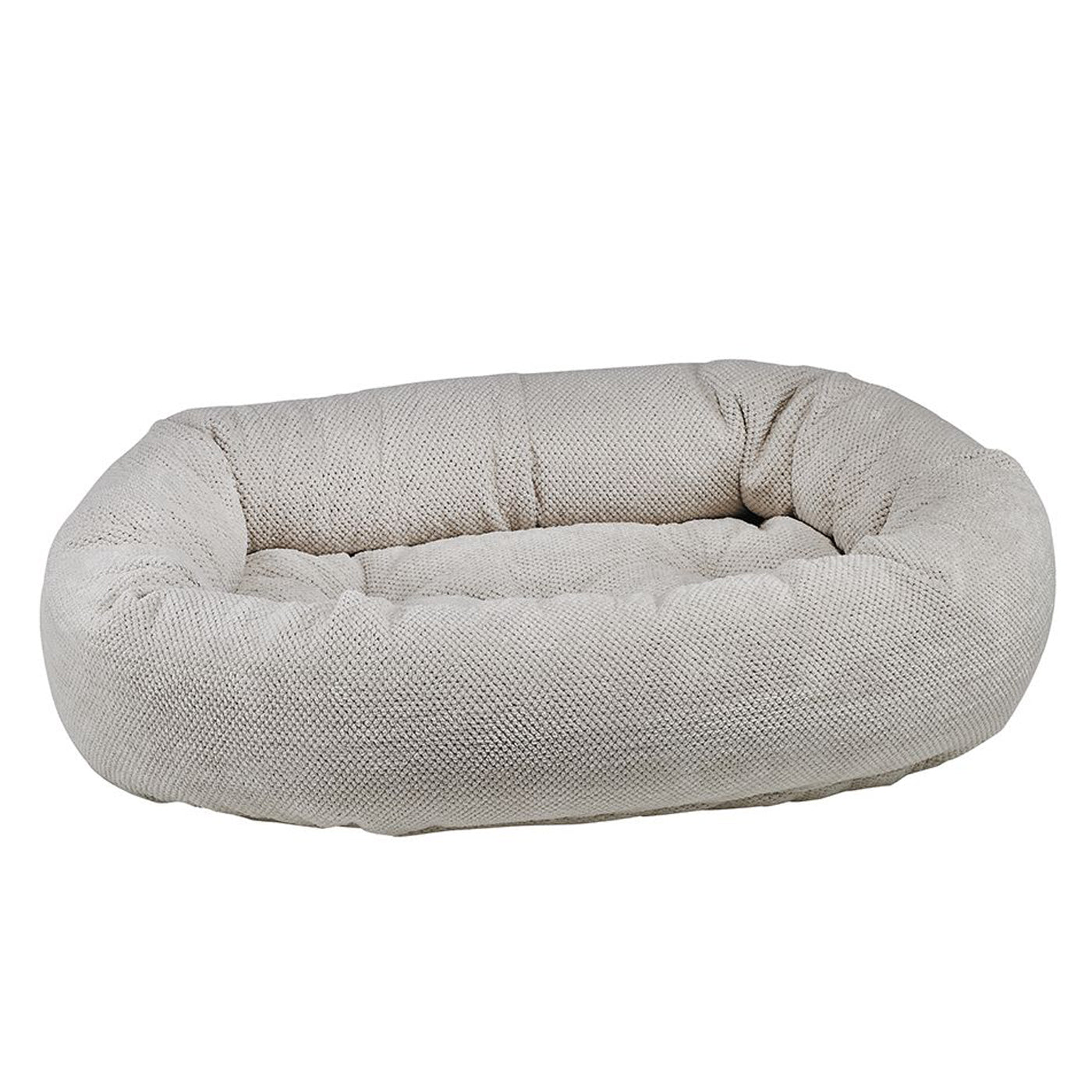 gray oval dog bed