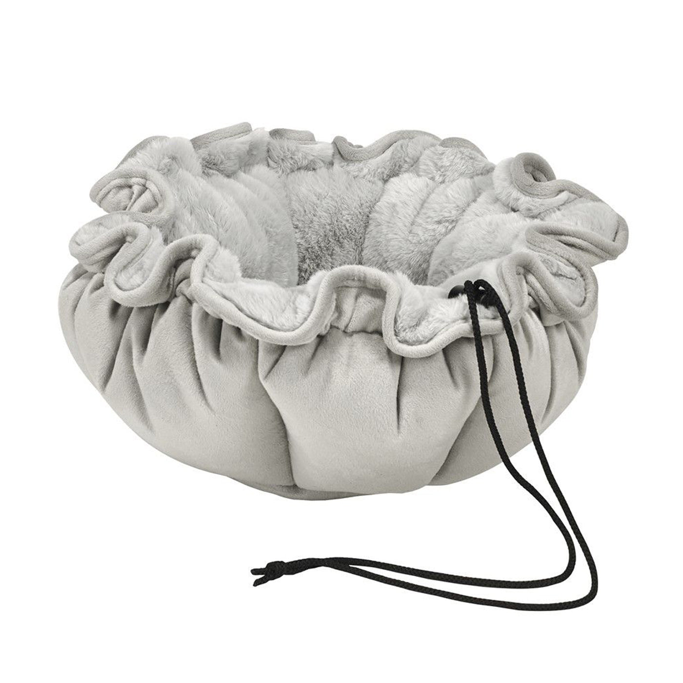 gray cat/dog bed with drawstring