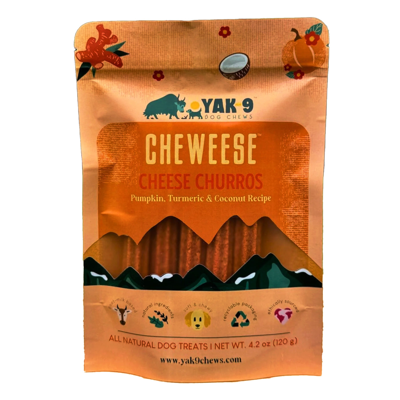 Yak9 Cheweese Pumpkin, Turmeric and Coconut Churro made with Yak cheese and sweet potatos