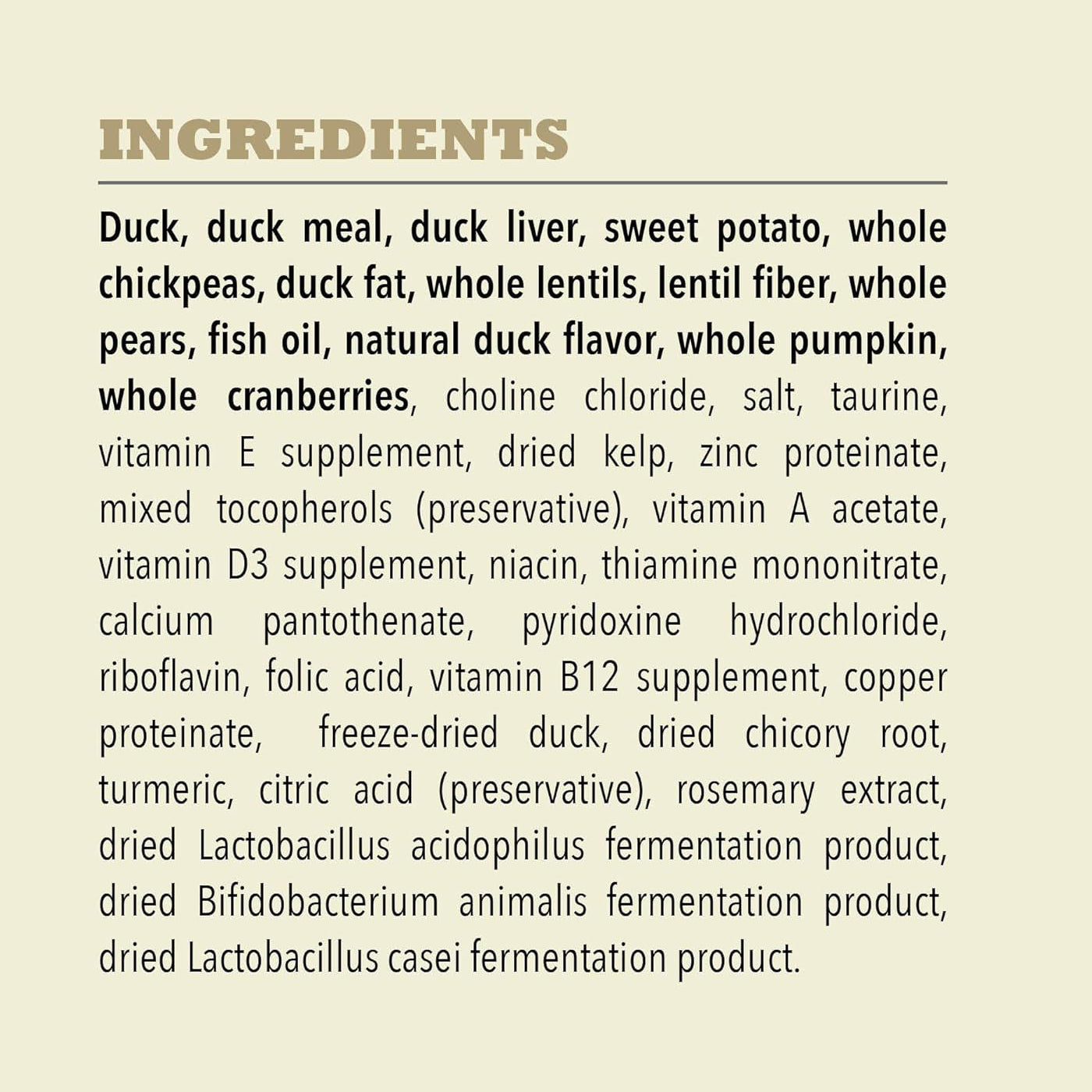 Acana limited ingredient duck and pear dog food ingredients