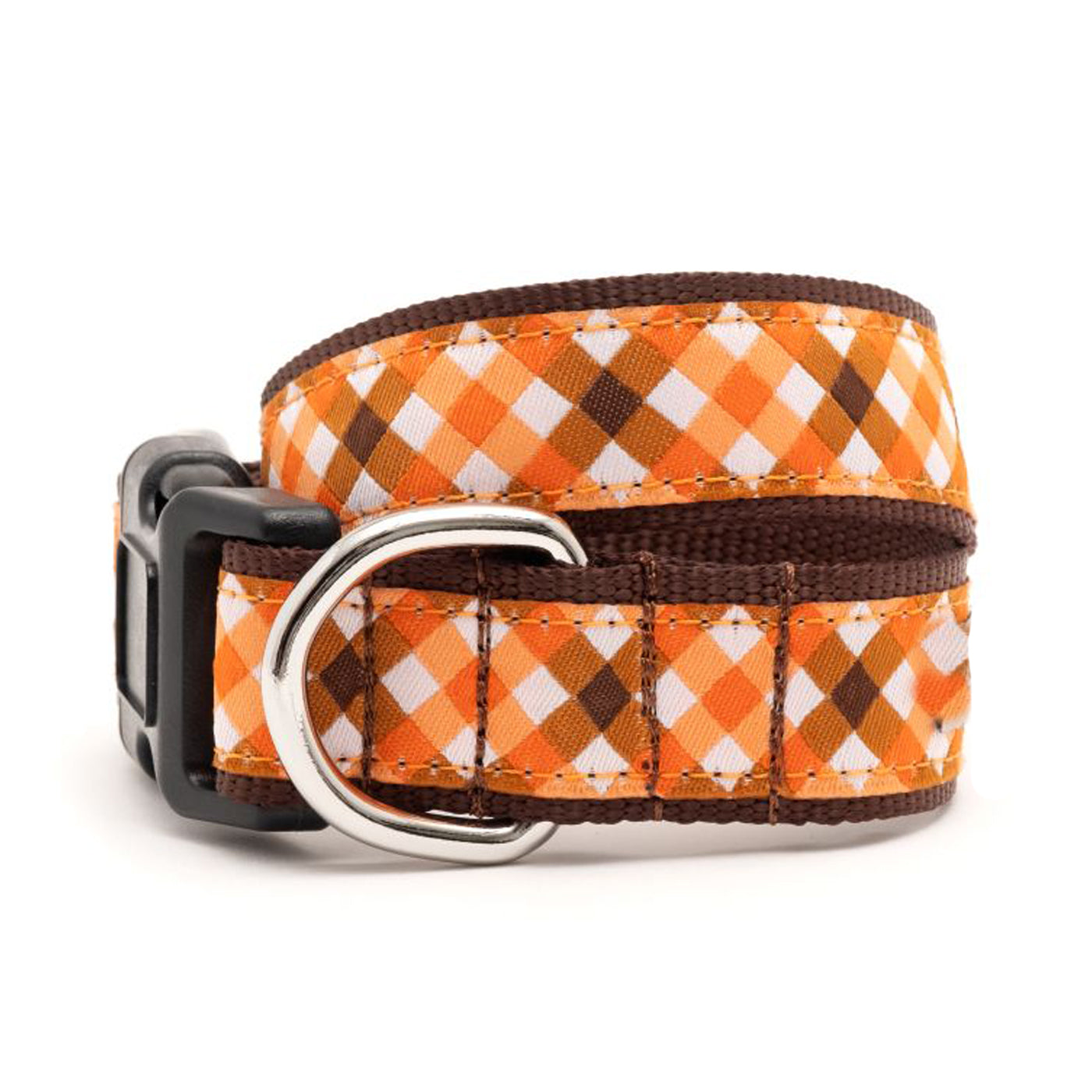 Orange, White and Brown Fall Check Pet Collar