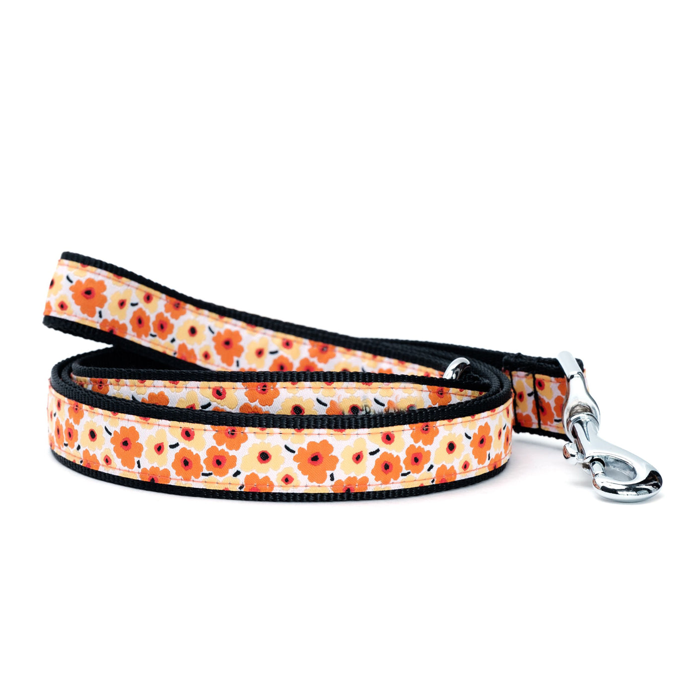 Nylon and ribbon pet lead with vibrant colored flowers