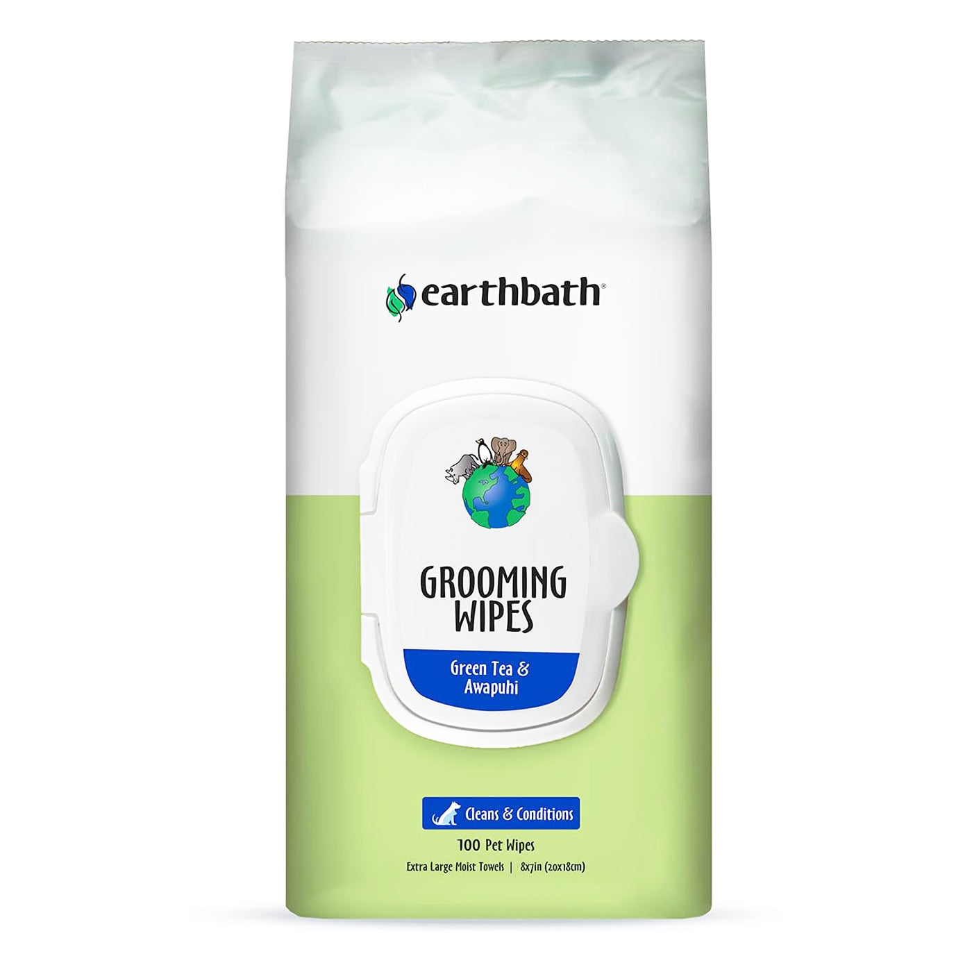 Earthbath Grooming Wipes in Green Tea and Awapuhi scent 100 count