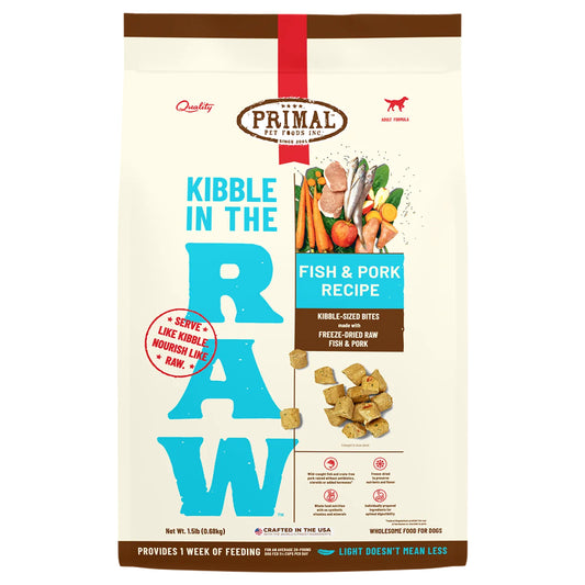 Primal Kibble in the Raw Fish & Pork recipe
