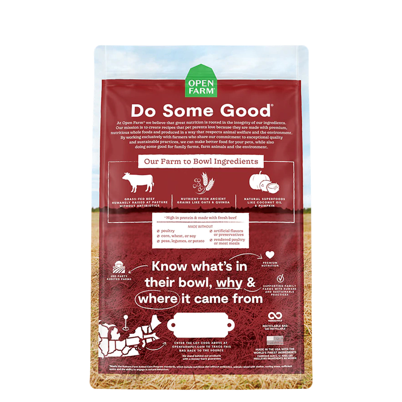 Open Farm Grass Fed BEEF + Ancient Grains Dog Food