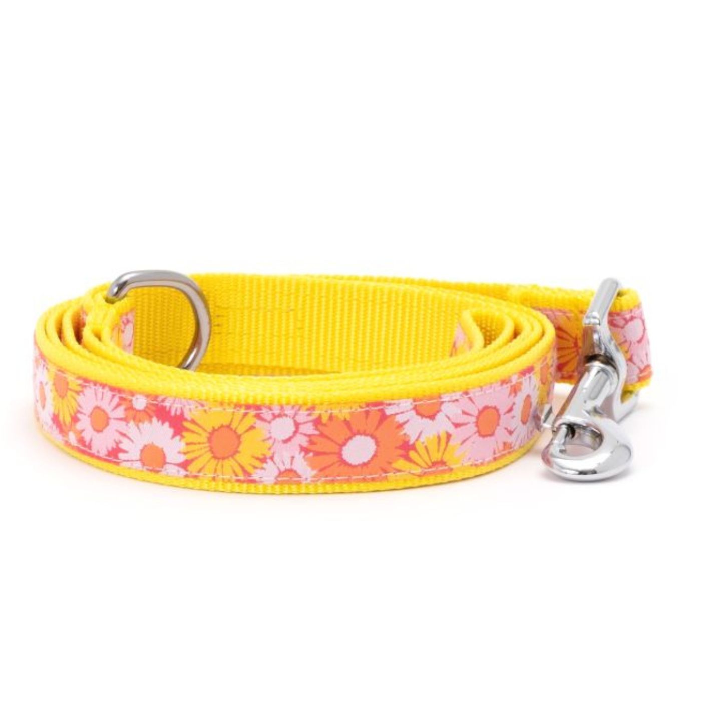 Dog leash with floral pattern on a white background