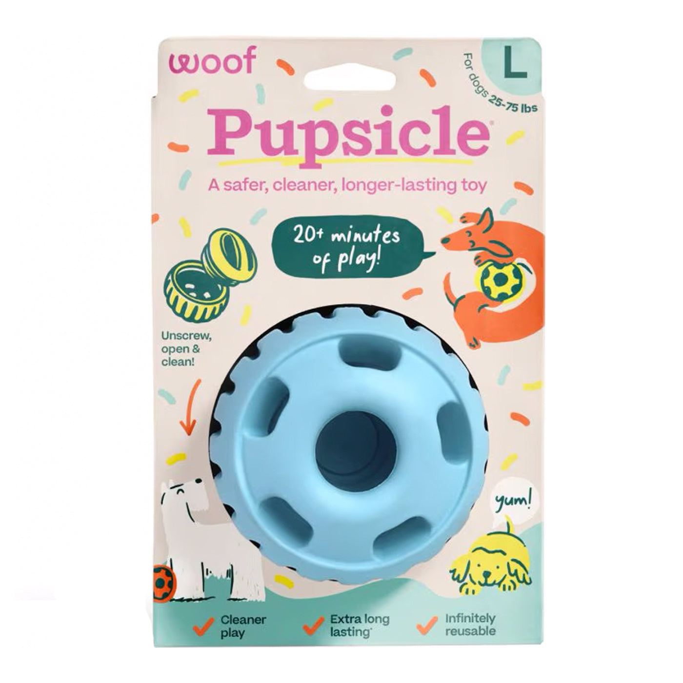 Party Pupsicle Blue safe, clean long lasting toy size large