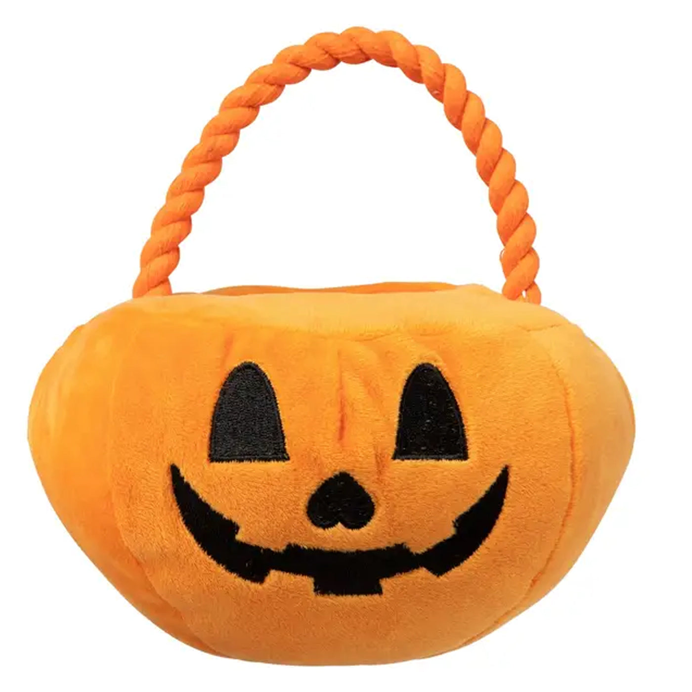 Jackolantern Trick or Treat plush dog toy basket