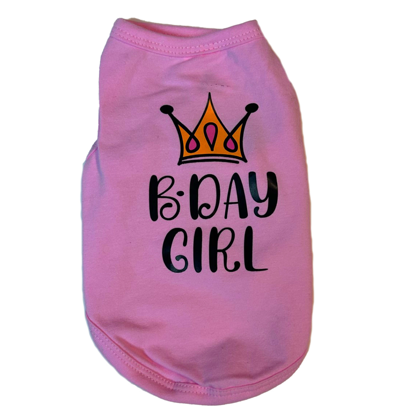 pink bday girl crown dog tank