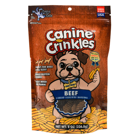 8 oz beef crinkled dog treats