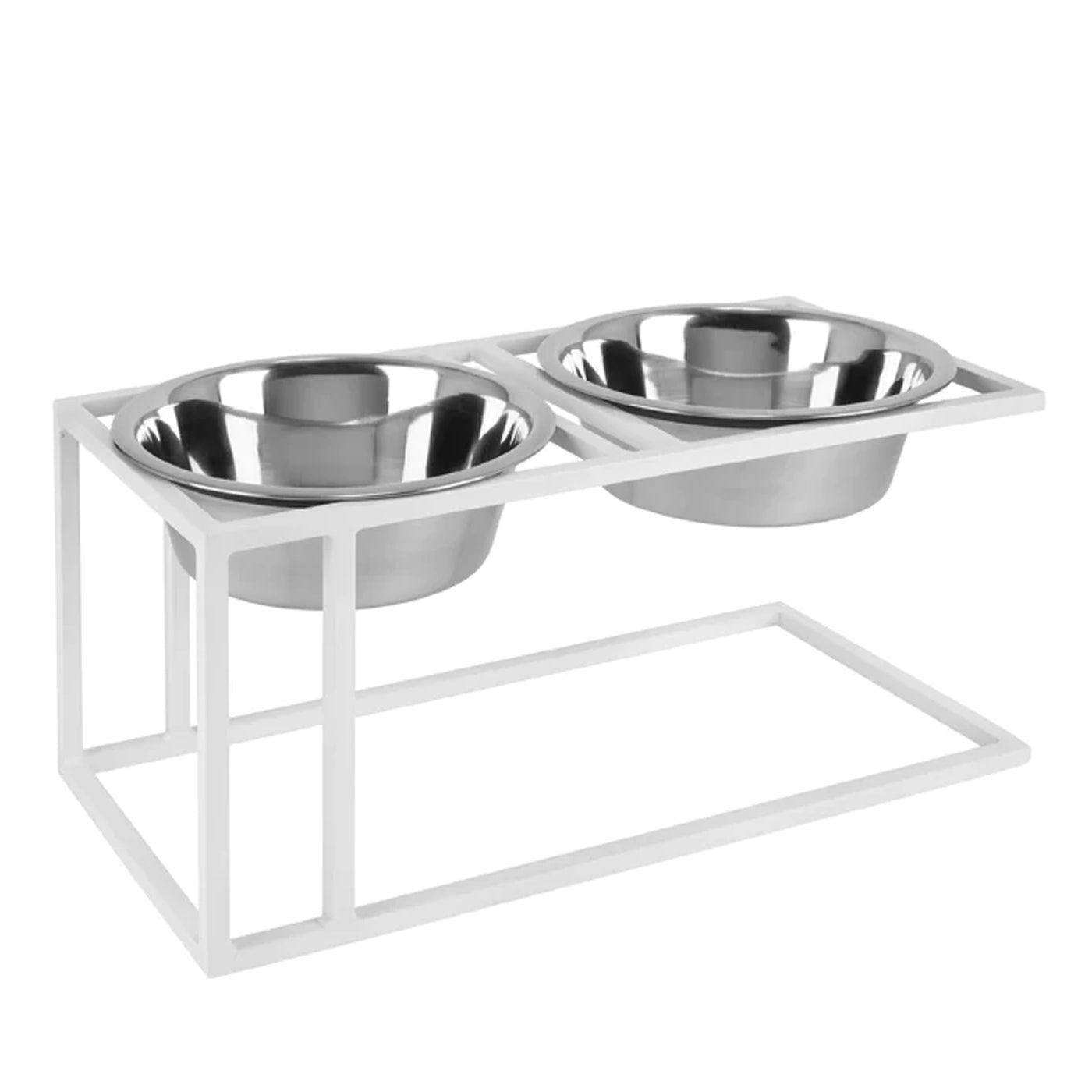 metal raised dog diner with stainless steel bowls