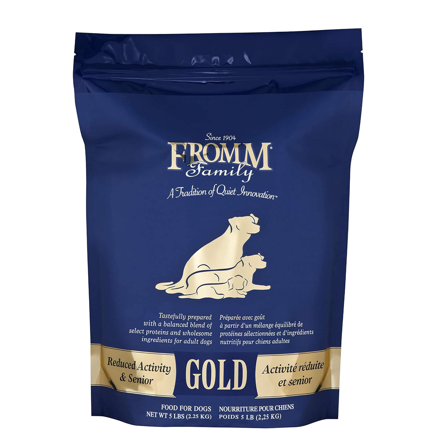 Fromm Gold senior and reduced activity dry dog food with chicken, fish, lamb, and duck