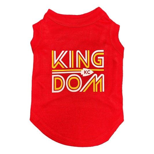 Red dog tank top with Yellow/White KC Kingdom on back.