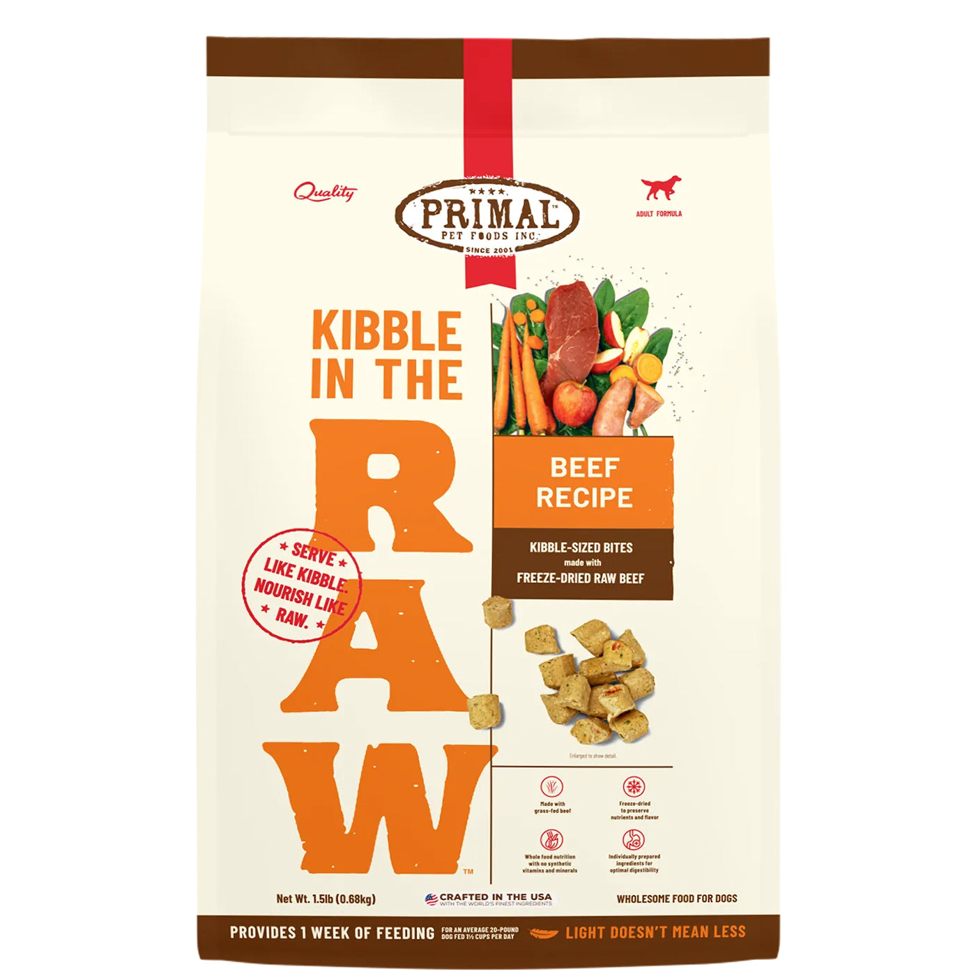 PRIMAL KIBBLE IN THE RAW BEEF DOG FOOD