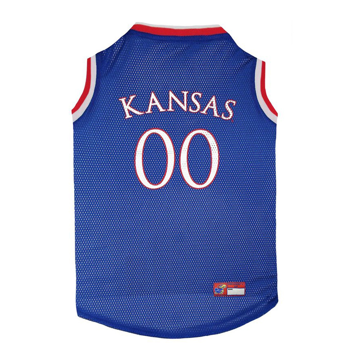 KU basketball jersey made of polyester with Kansas 00 on back