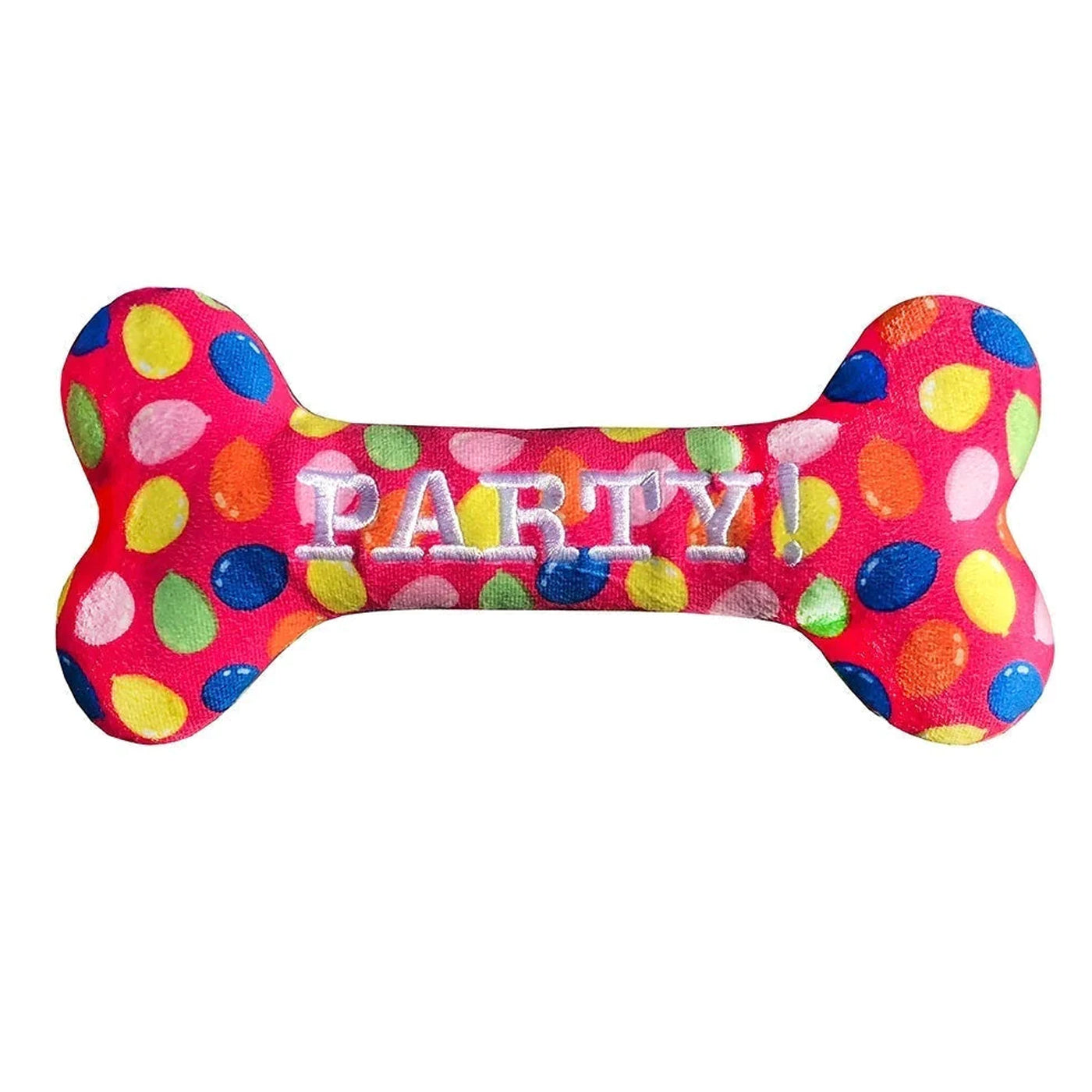 Pink birthday party plush bone toy