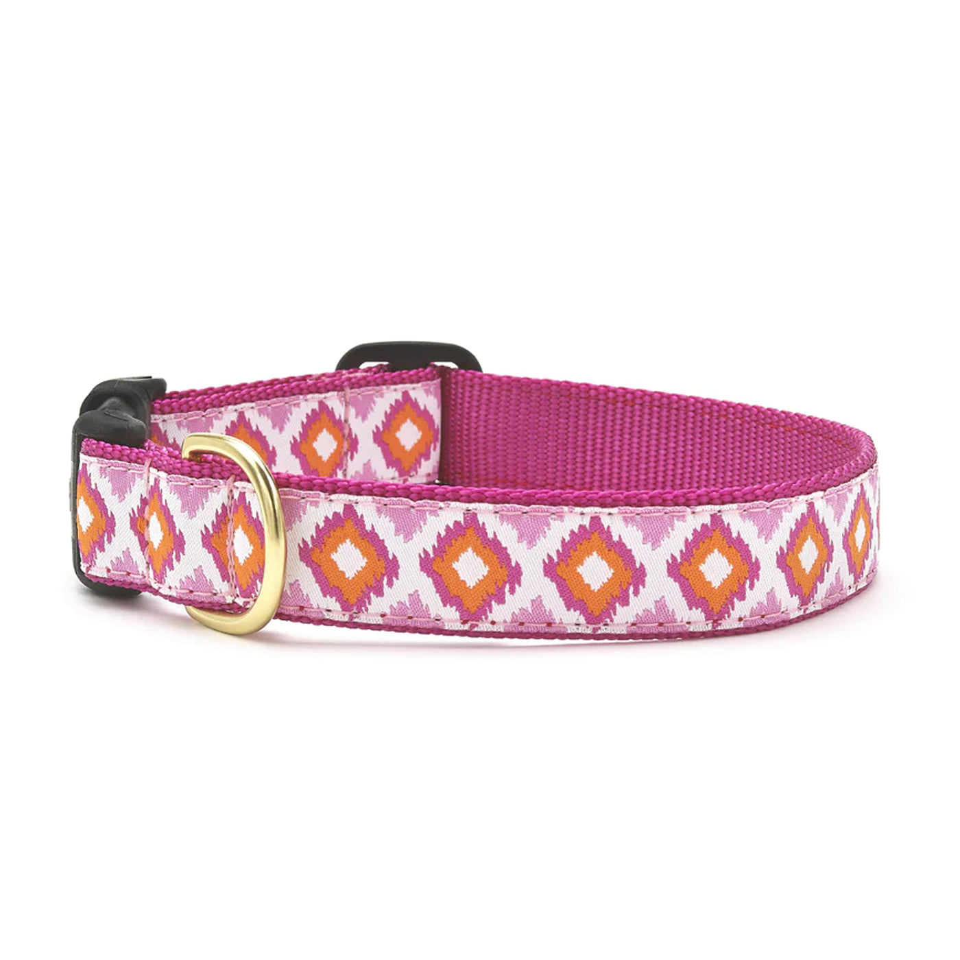 Pink and orange patterned nylon dog collar