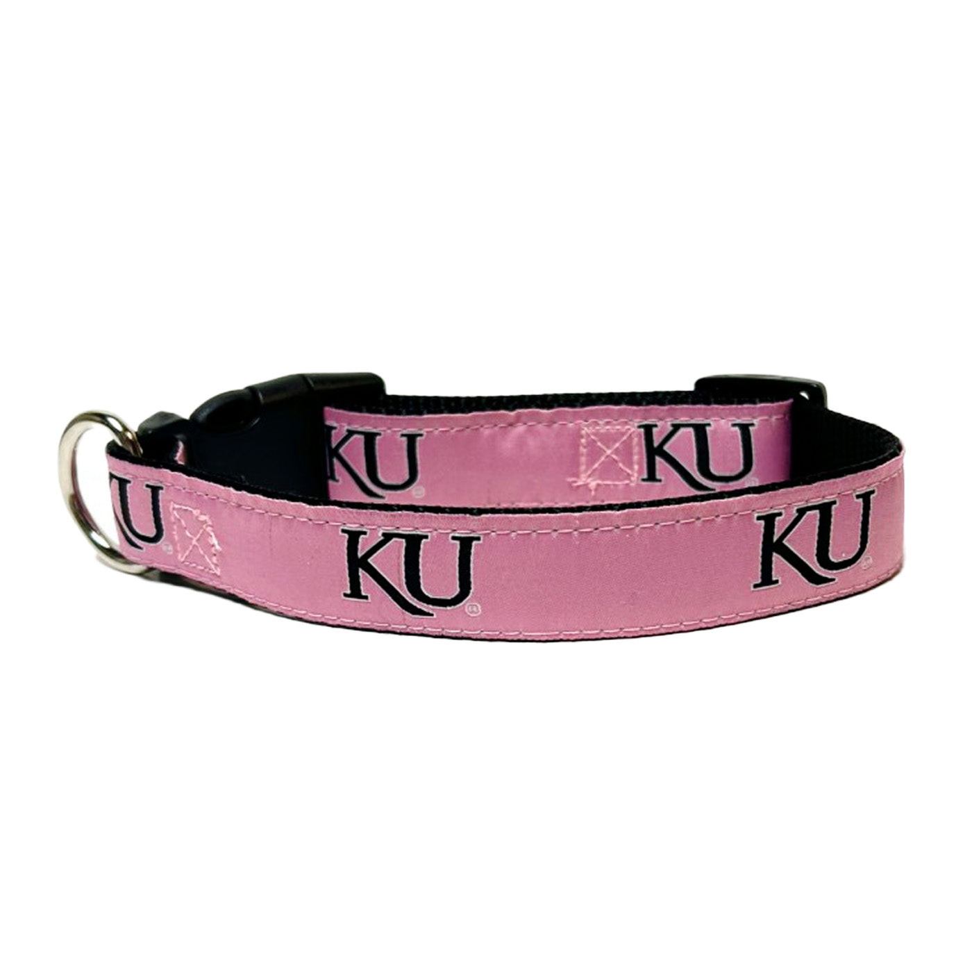 Pink KU nylon collegiate dog collar