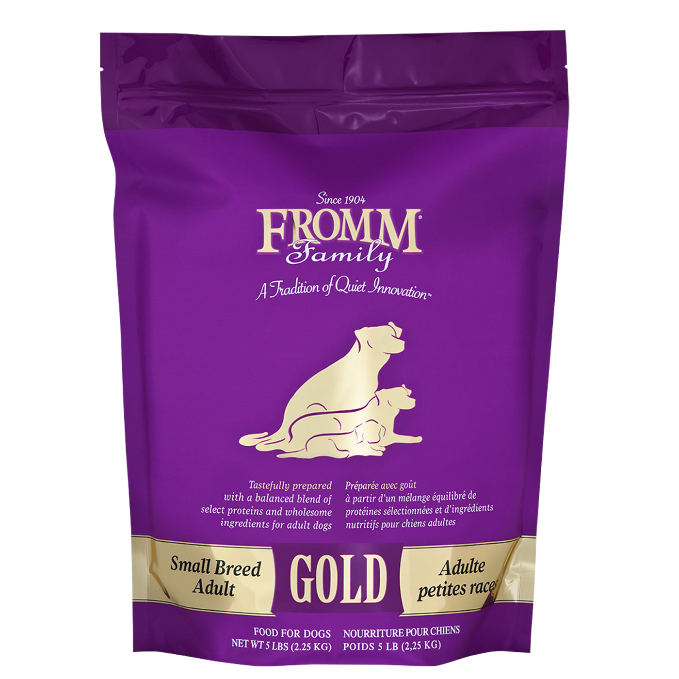 Fromm Gold dry dog food formula for small breed adults, with chicken, fish, duck and lamb