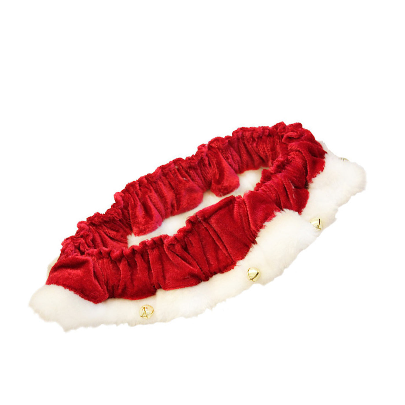 Huxley and Kent Holiday Scrunchy Santa Red and White ruffle collar with gold bells