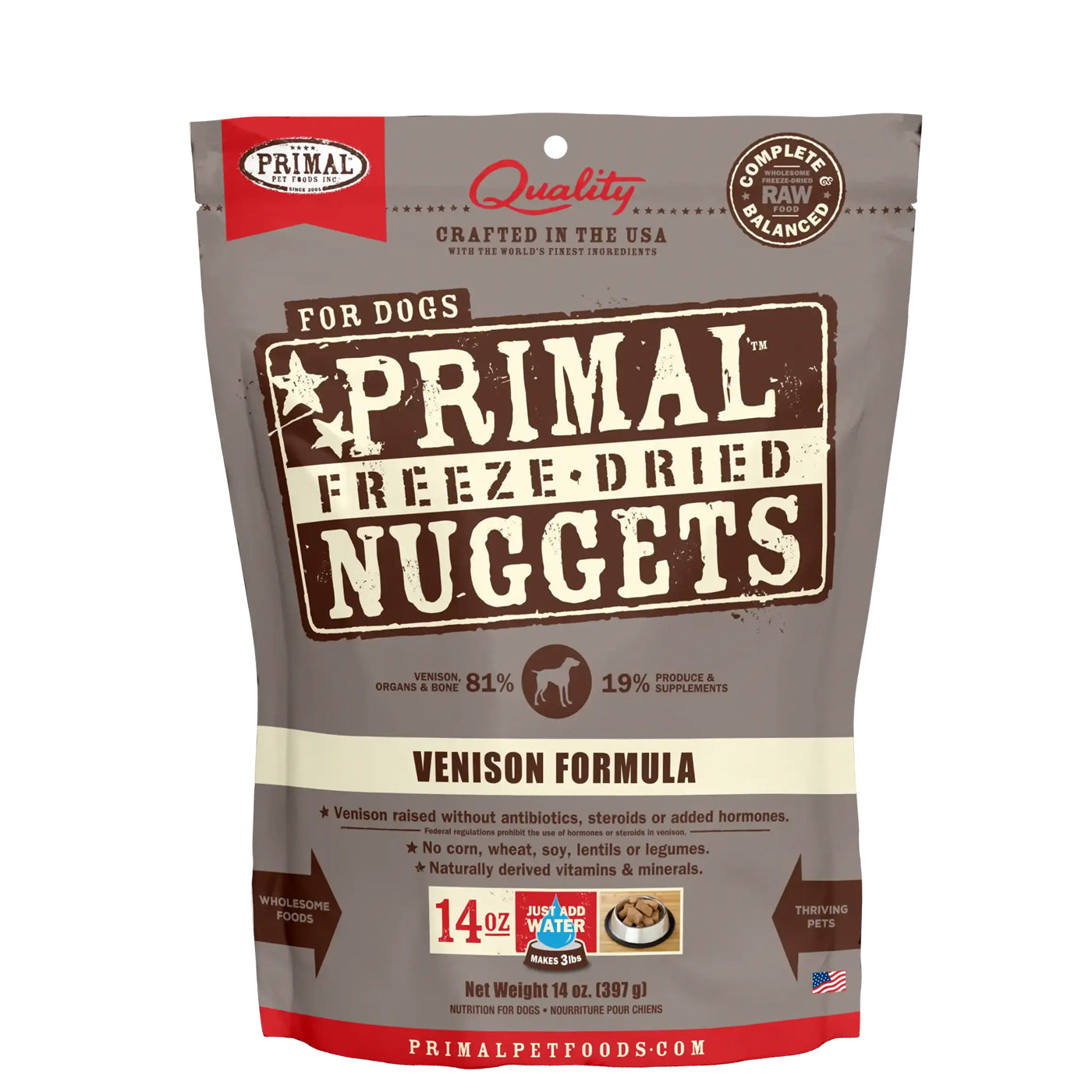 Primal Venison freeze dried nuggets for dogs
