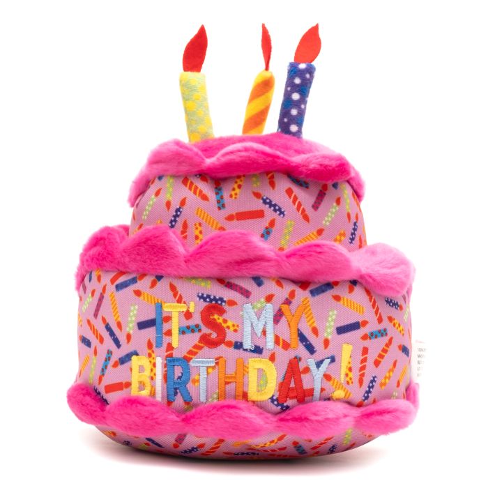 pink birthday dog cake plush toy