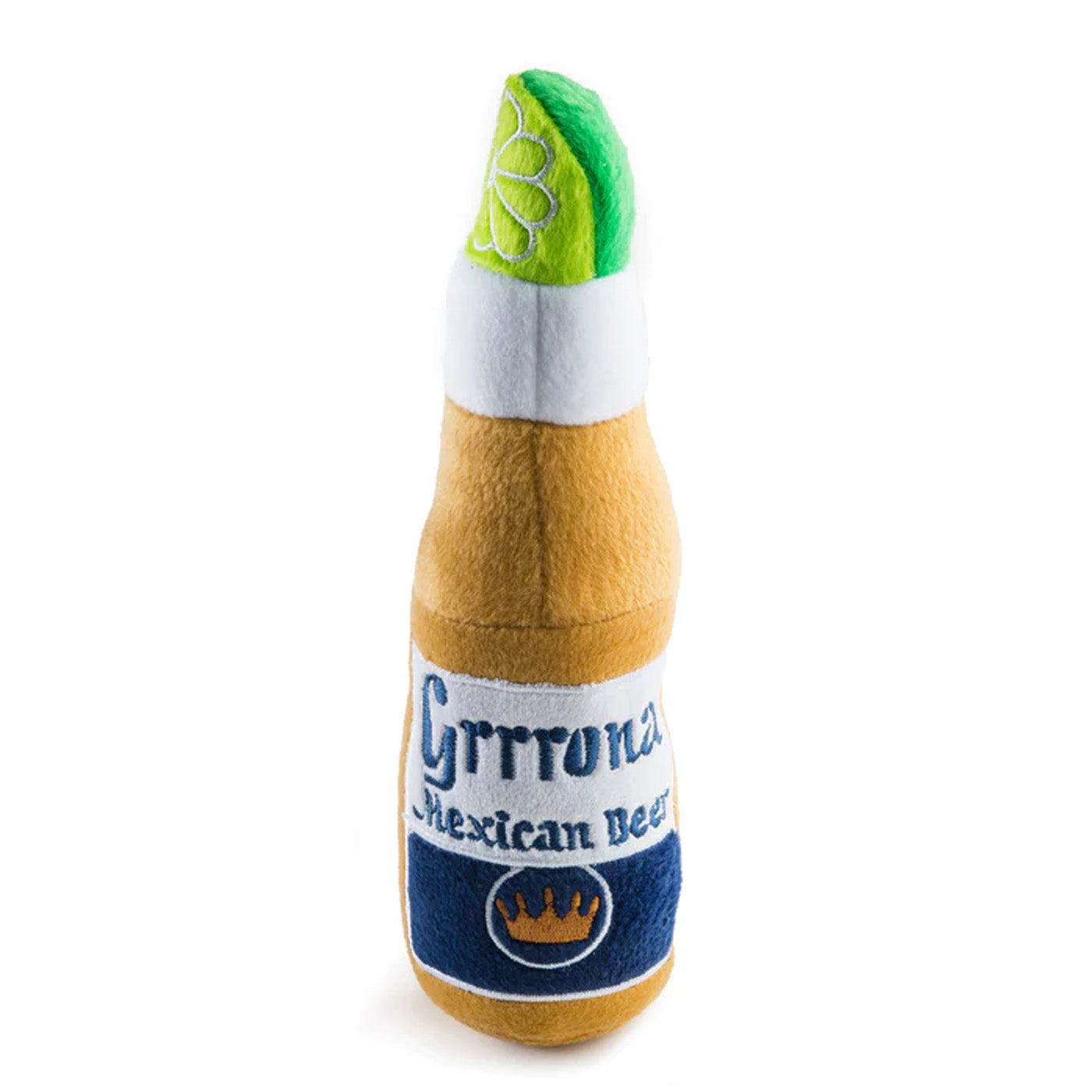 Plush Corona Beer bottle toy for dogs with squeaker