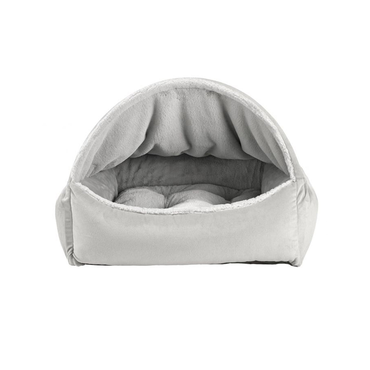 soft gray canopy bed