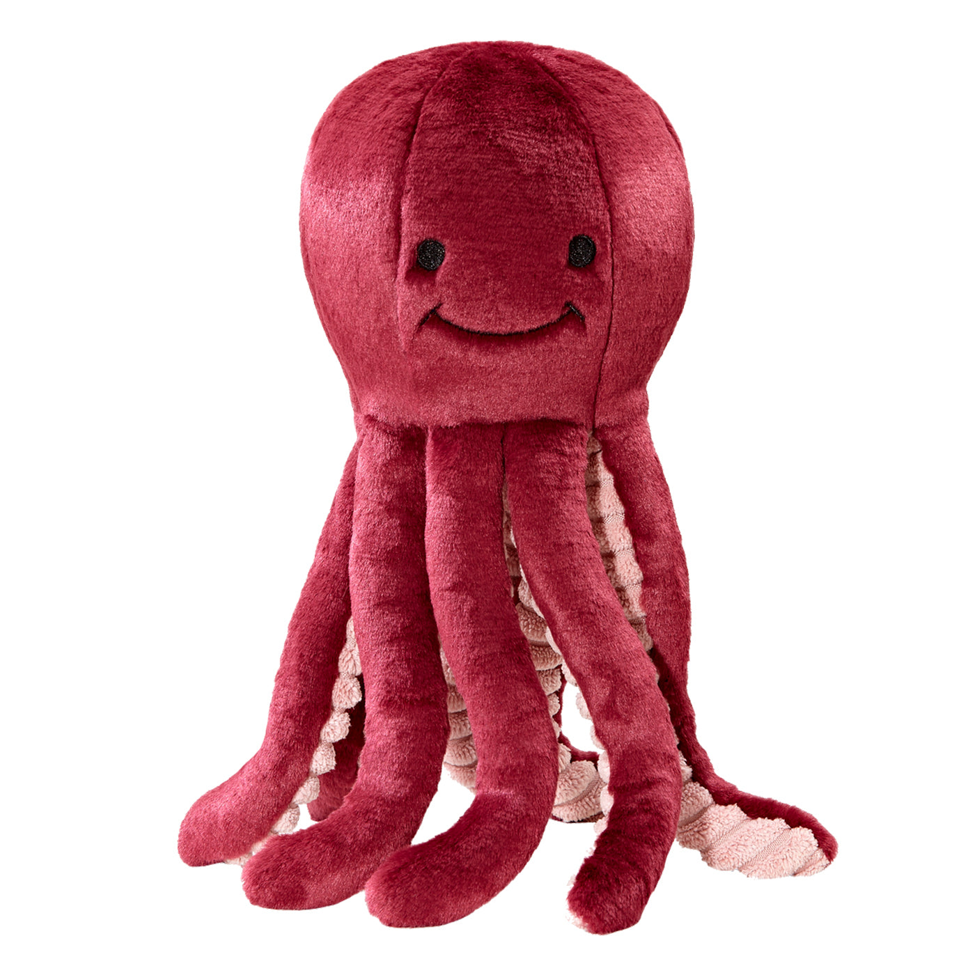 Plush dark red octopus with squeaker