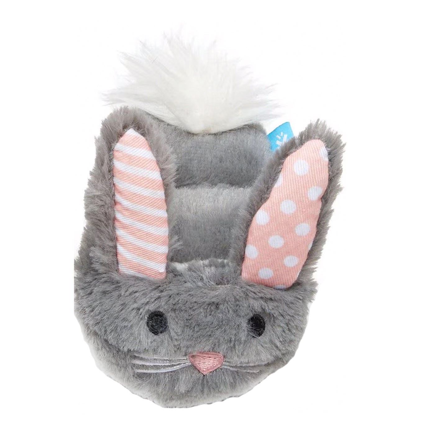 Petite plush bunny slipper for small dogs with squeaker inside.