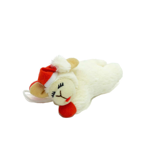 Lamb Chop Santa catnip toy with red santa hat, 