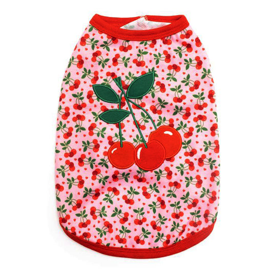 The Worthy Dog Cherries Jubilee Tank with cotton top and cherry applique