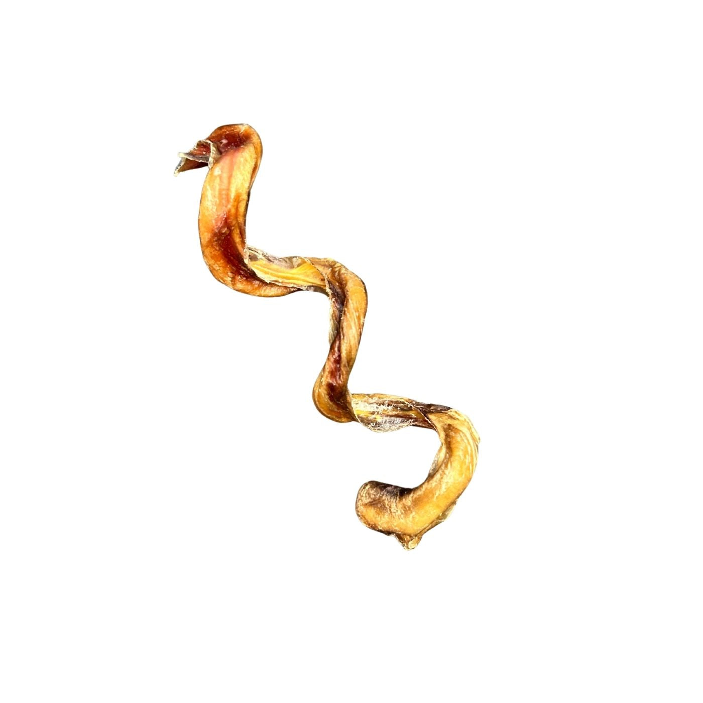 All natural beef tendon shaped like curly q for dogs to chew