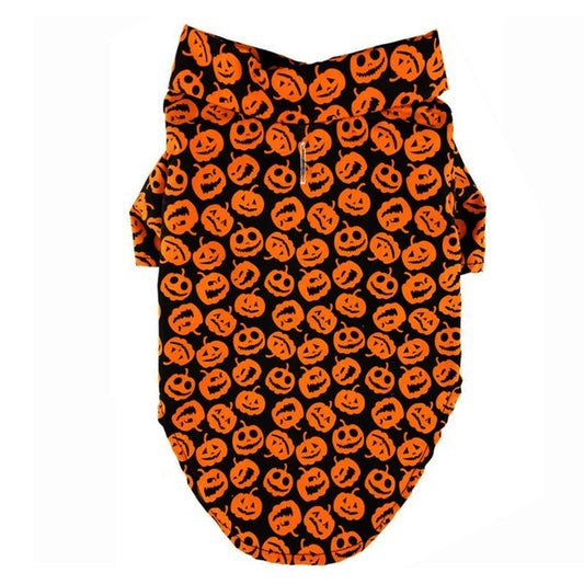 Jack-o-lantern collared shirt with button hole lead .