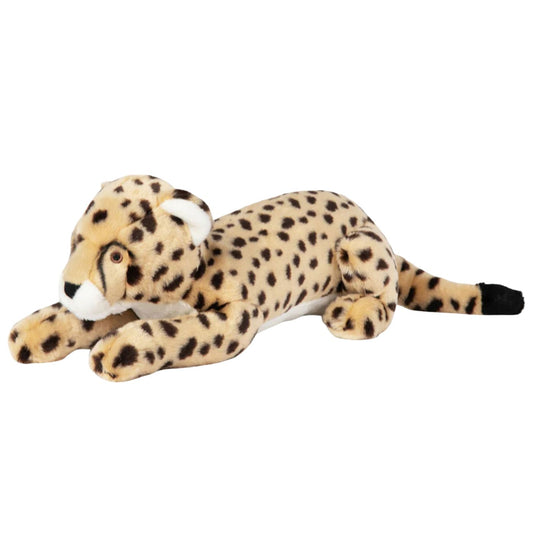 Plush toy cheetah on a white background