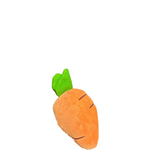 Mini plush orange carrot with green top for dogs
