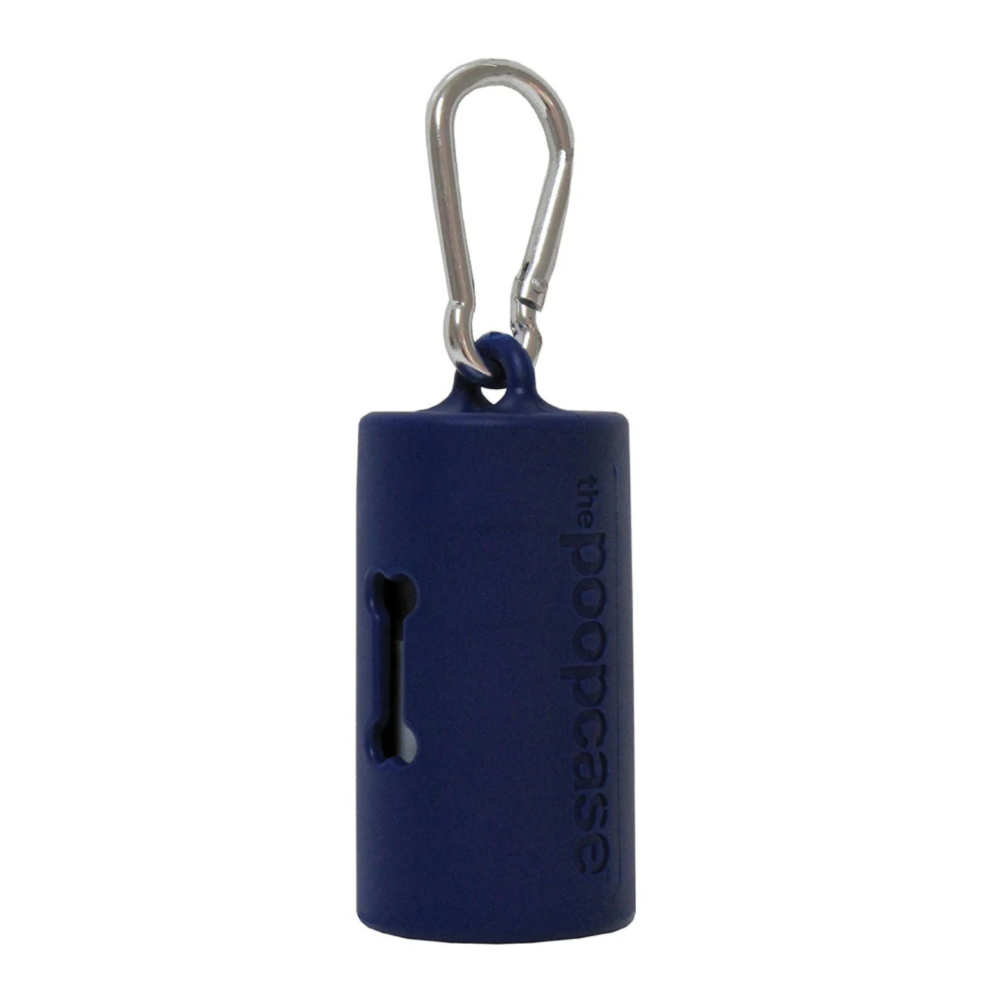 Navy Plastic poop case with silver clip