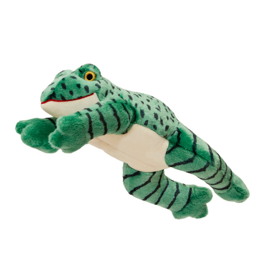 Oliver the Speckled fluff and tuff plush dog toy frog