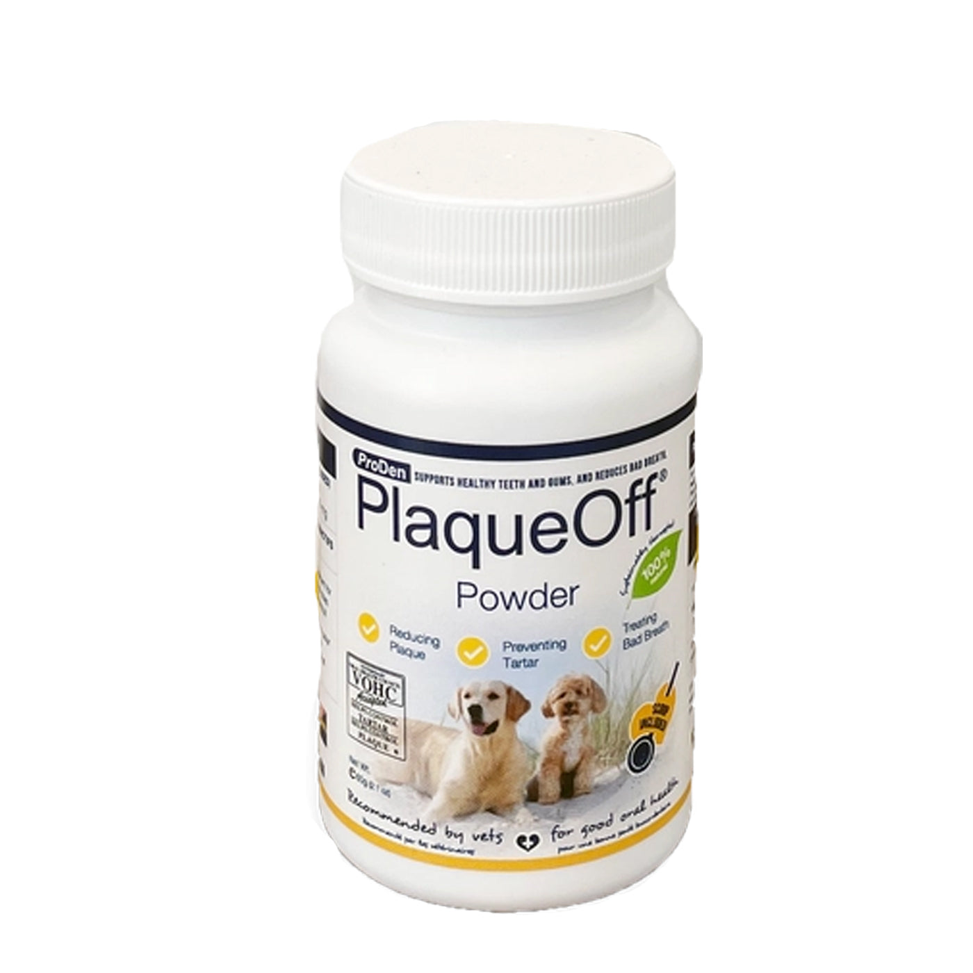 PlaqueOff Powder container for dogs on a white background