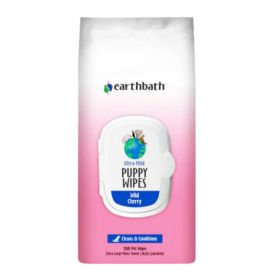 Earthbath Ultra-Mild Puppy Wipes in Wild Cherry scent 100 count