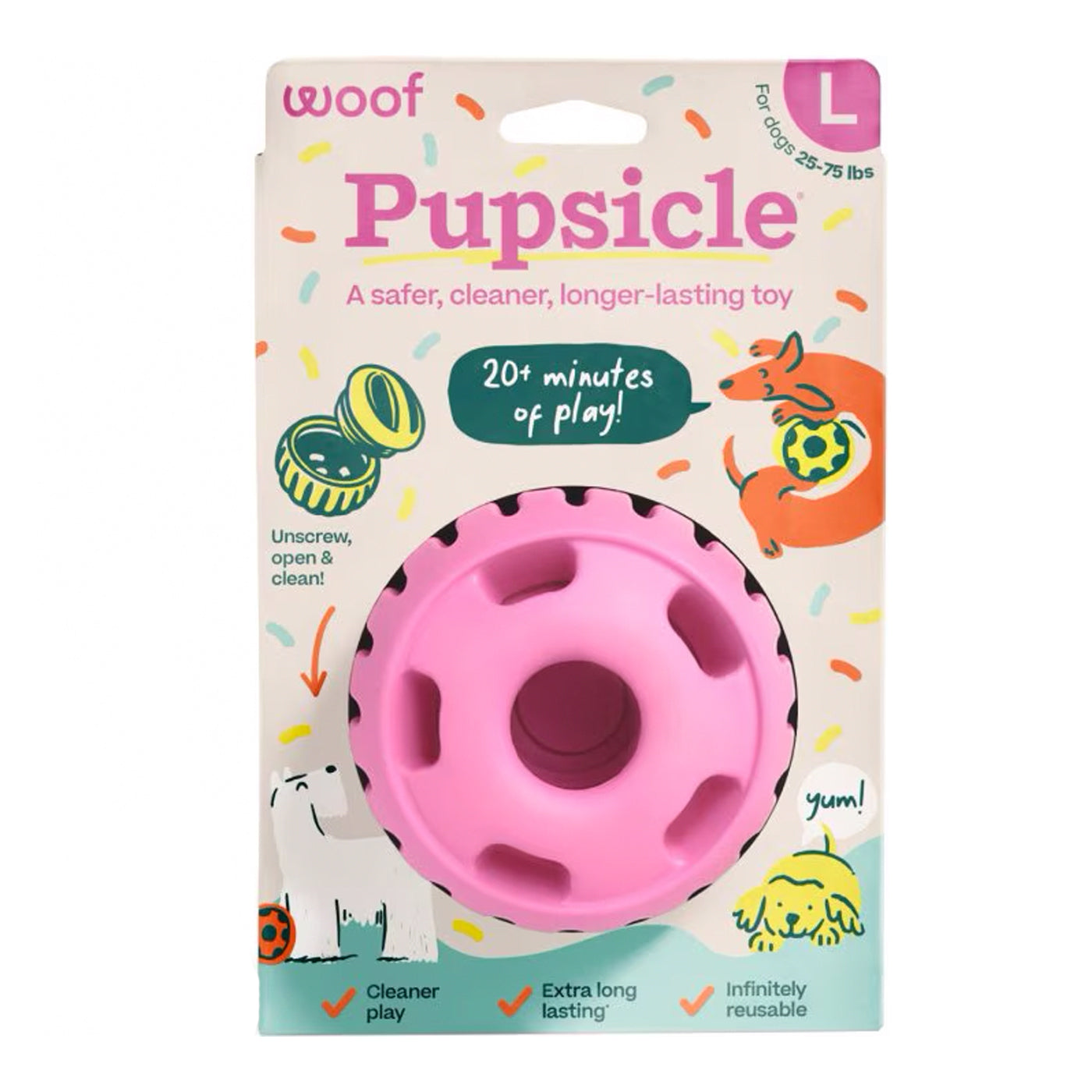 Party Pupsicle Pink safe, clean long lasting toy size large