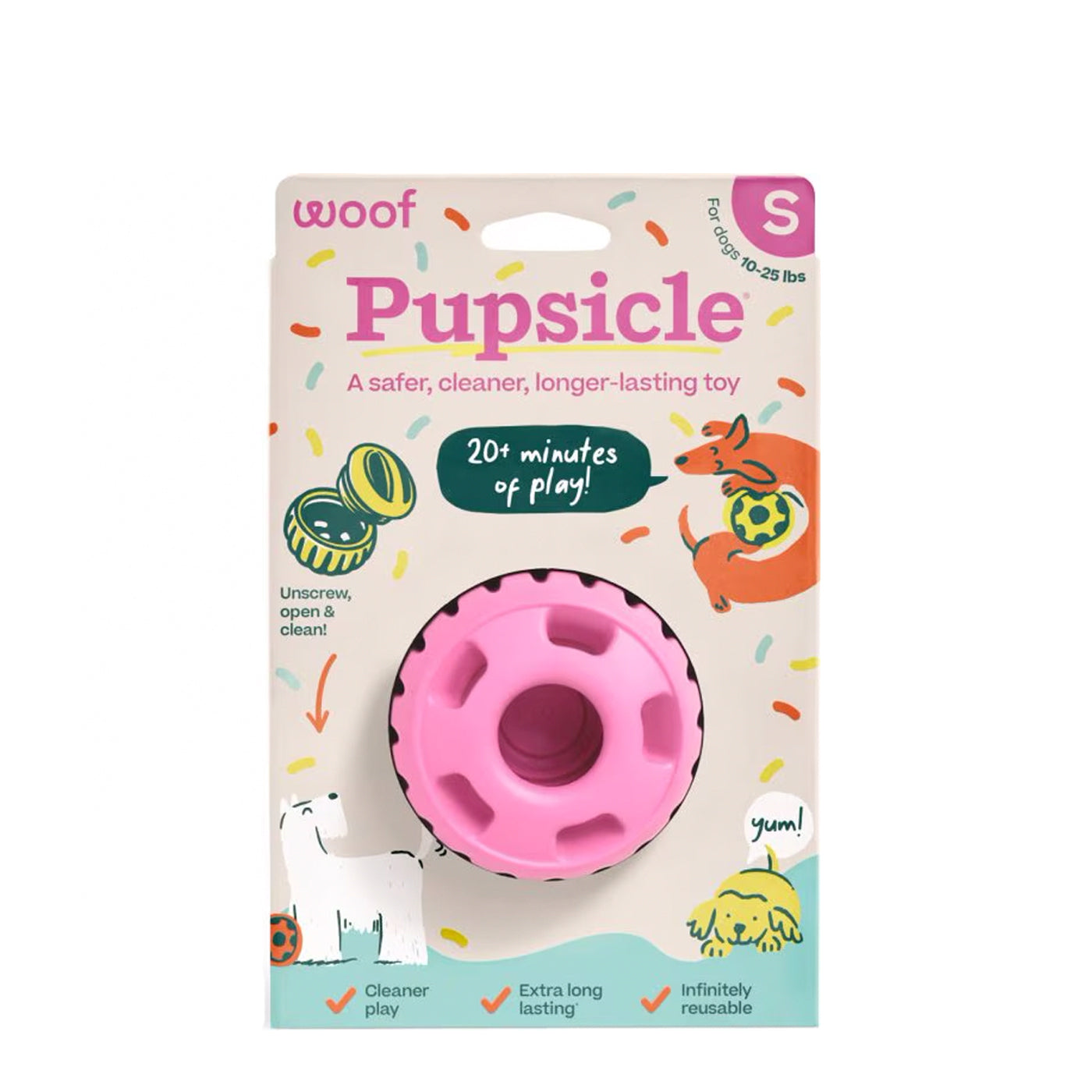 Party Pupsicle Pink safe, clean long lasting toy size small