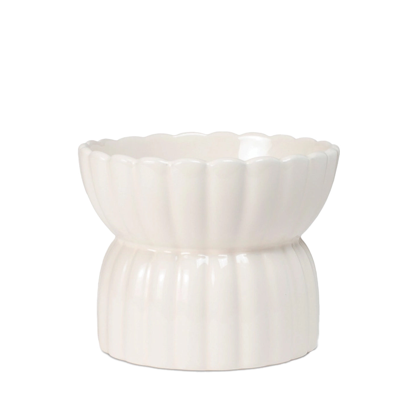 Scalloped Raised Ceramic Pet Bowl