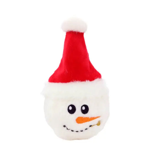 Snowman Santa Squeaker Ball tough pet toy