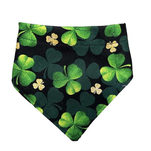 St. Pawtrick's Bandana with gold metallic and green three leaf clovers