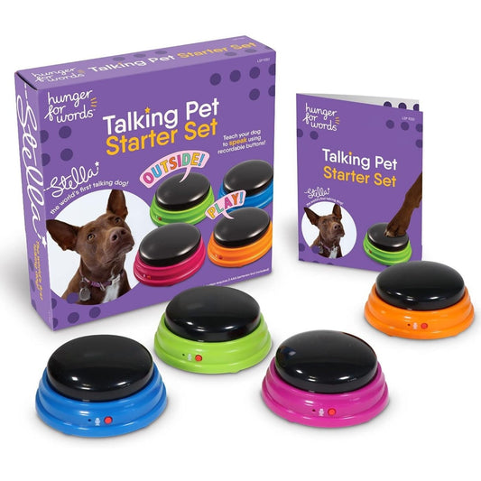 Talking Pet Starter Set with colorful buttons and packaging on a white background