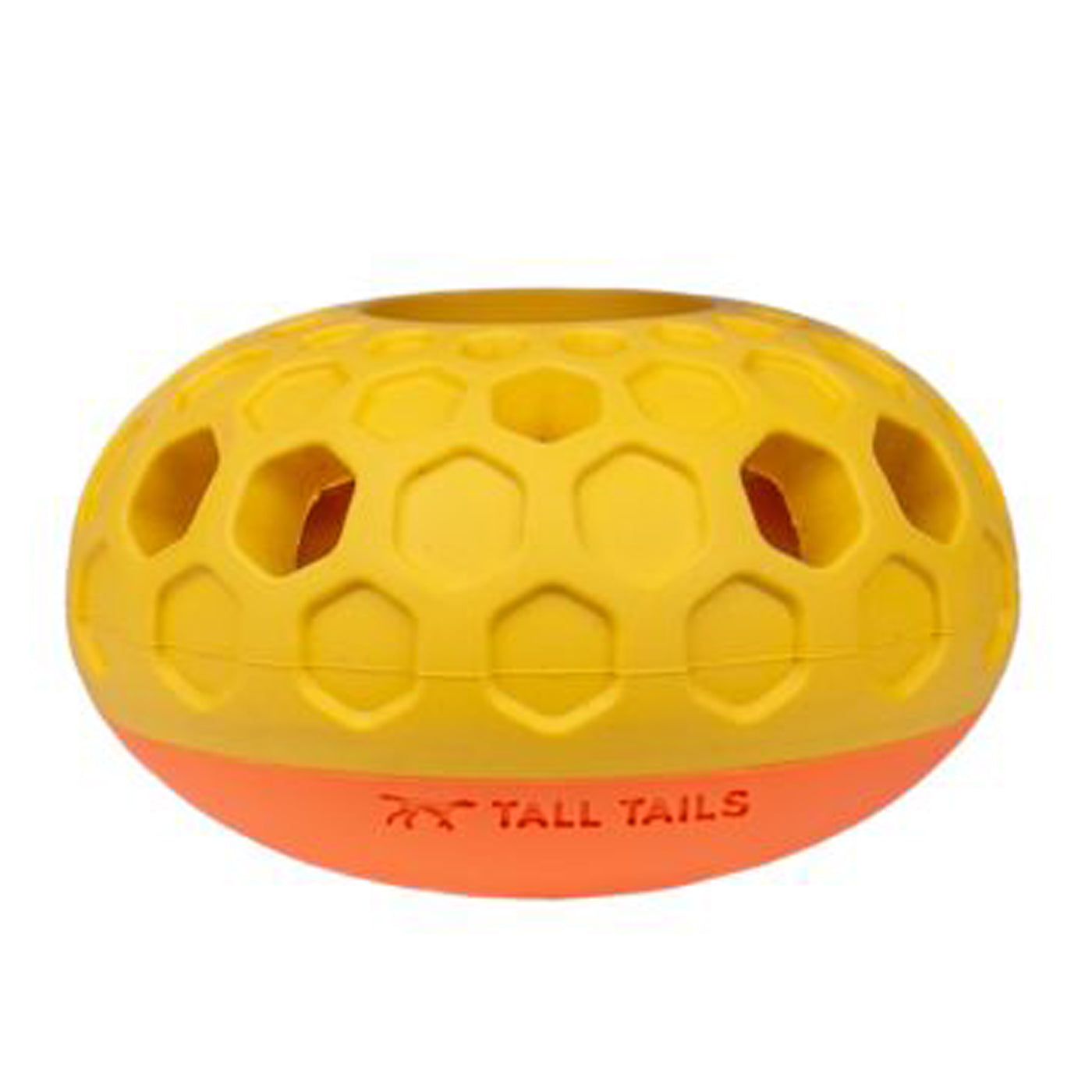 Taill Tails rubber bee  hive interactive dog toy with yellow top and orange bottom