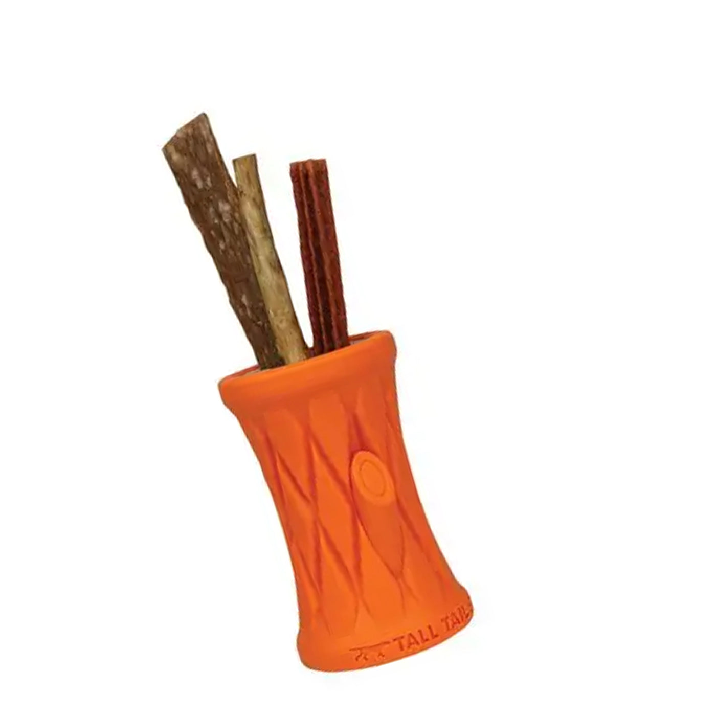 Tall Tails rubber orange interactive dog toy 