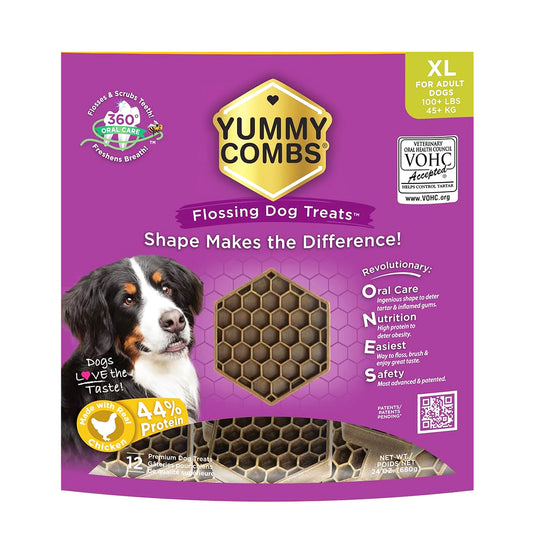 Yummy Combs Dental Flossing Pet treats size xs-xlarge in chicken flavor