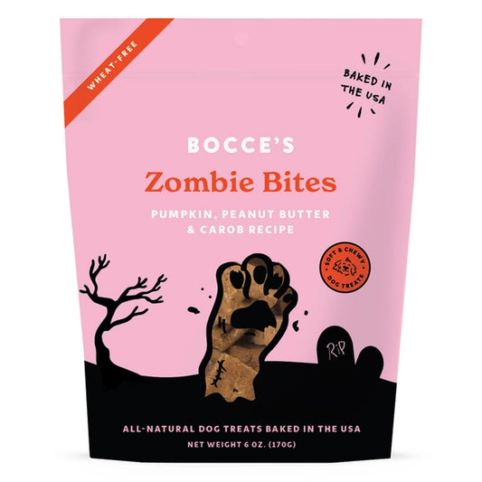 Bocces Bakery festive halloween Zombie Bite pumpkin, peanut butter and carob dog treats